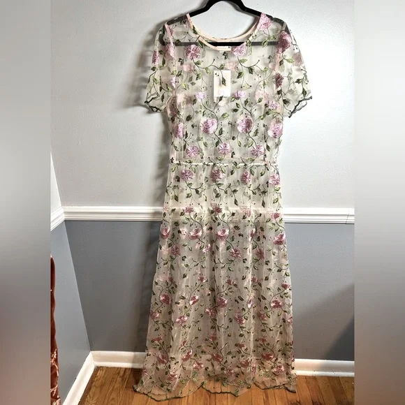 LuLaRoe Deanne II Sheer Floral Maxi Dress 2XL - Picture 1 of 13